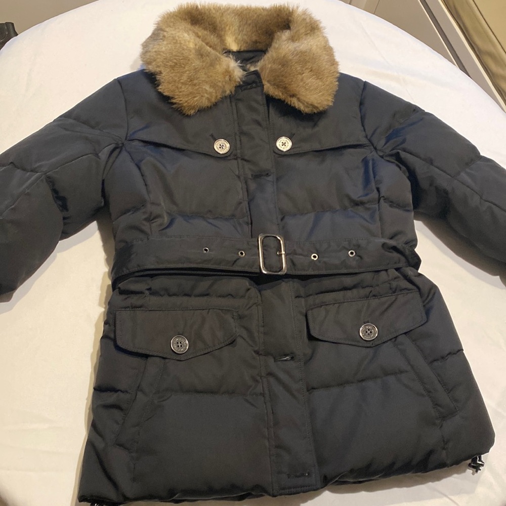 Lands’ End black belted down coat